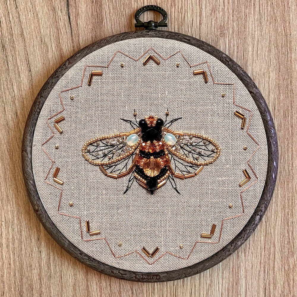 Bead Embroidery Bee, DIY Beaded Insect, Bee Needlepoint, Craft kit
