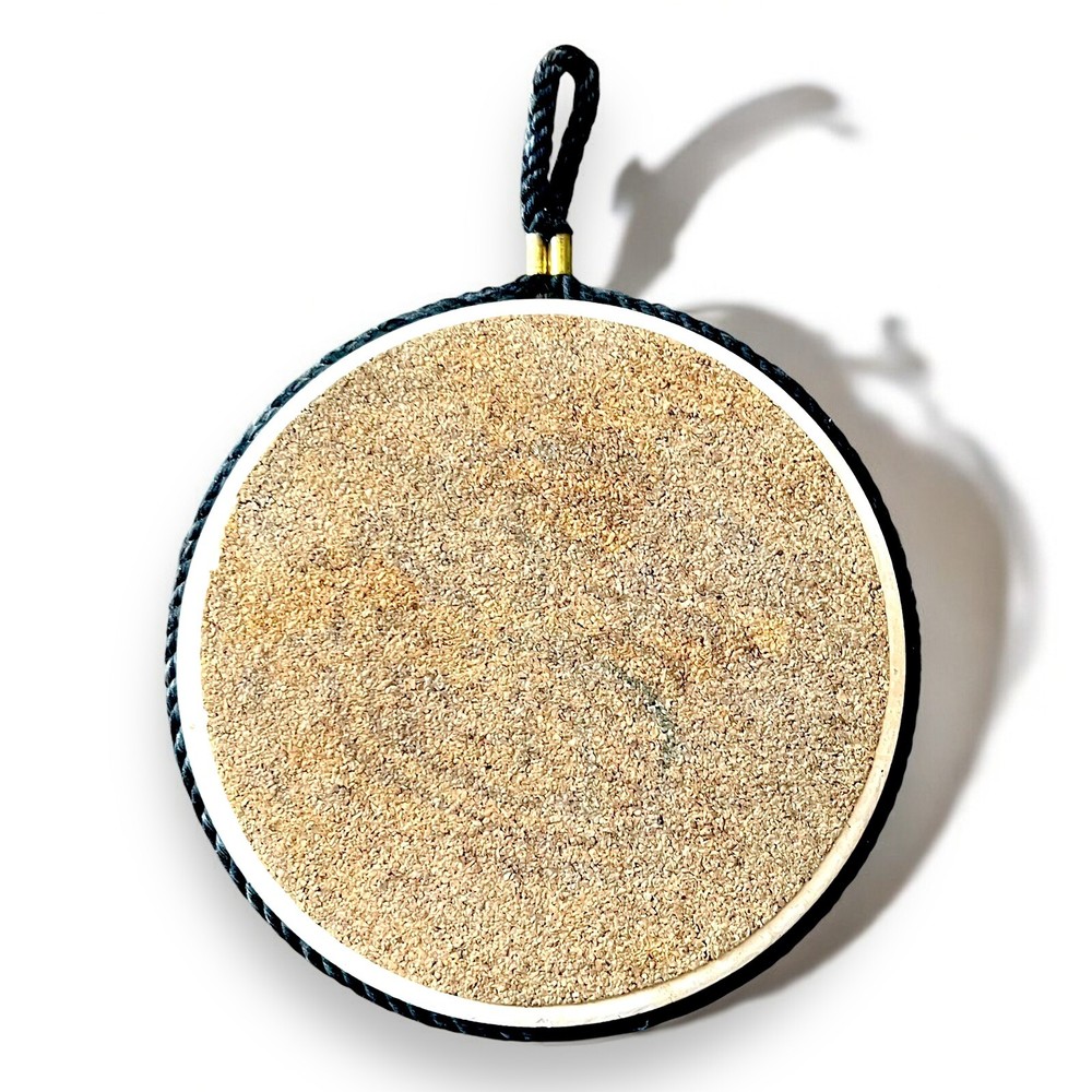 Blue White Ceramic Trivet Peacock Design Cork Back 6 Inch Round
