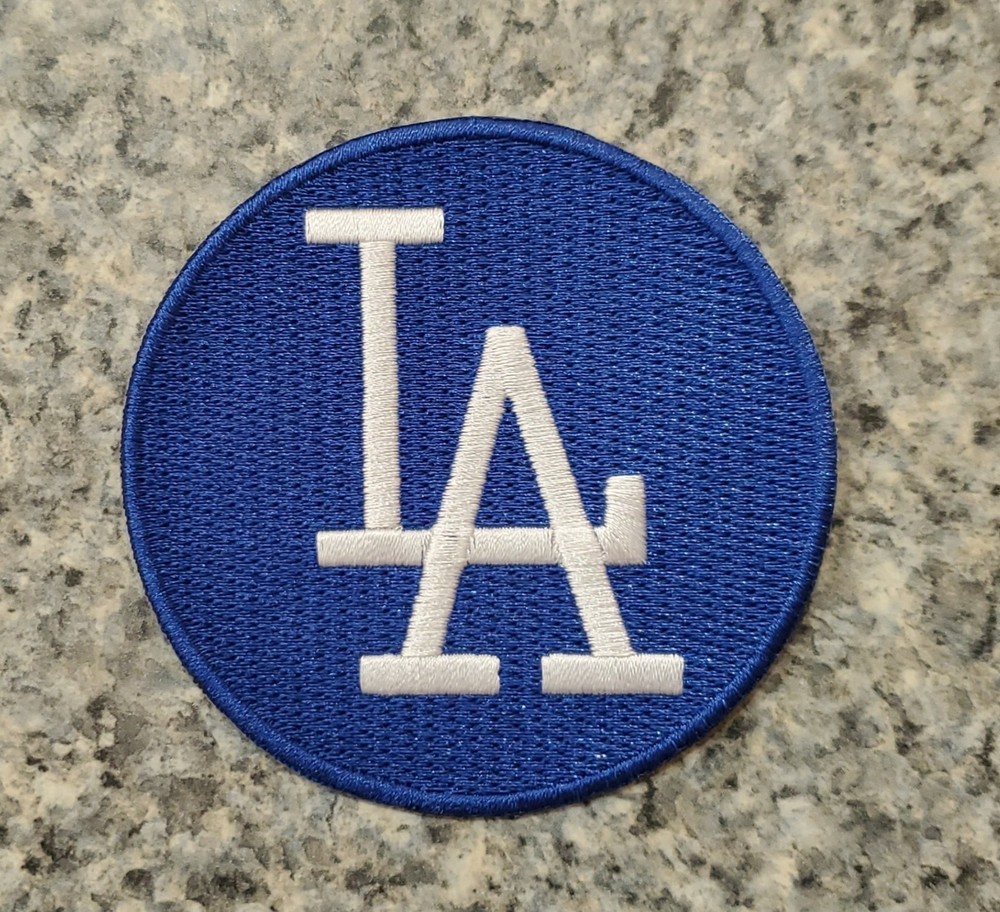 LA Dodgers Blue White Round MLB Patch. Embroidered. Iron On. 3"