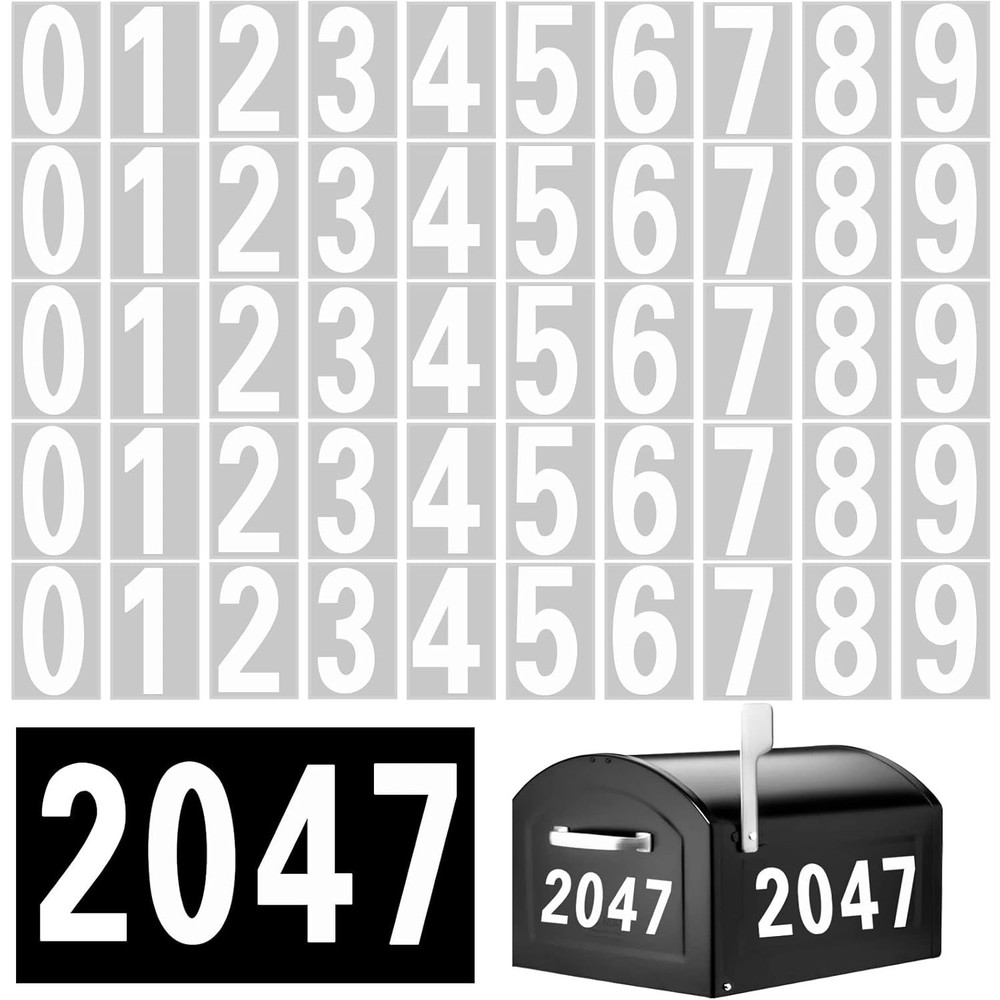 White Mailbox Numbers Reflective - 5 Sets 3 Inch,