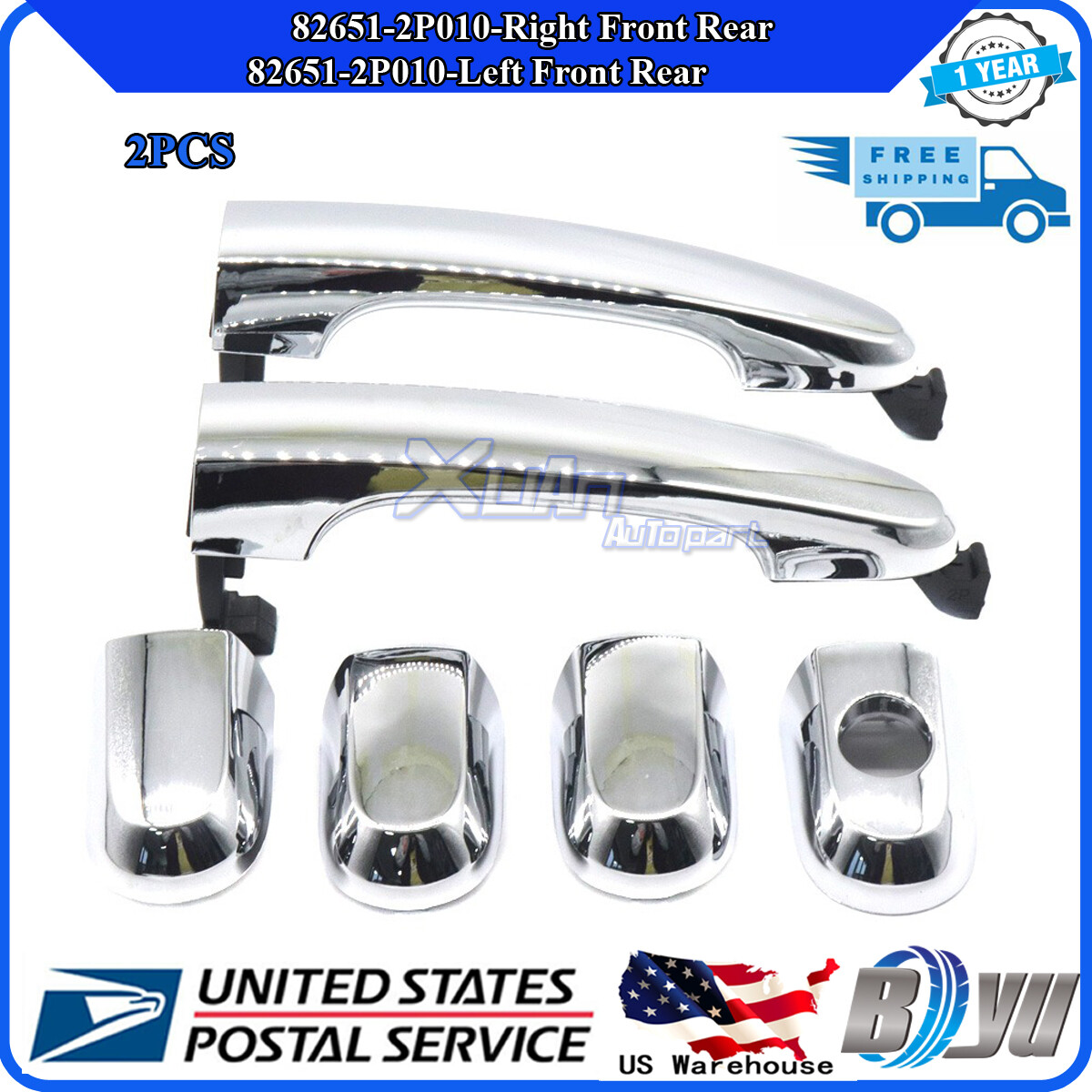For 2011-15 Kia Sorento Chrome Outside Door Handle Left+Right Front Rear Driver