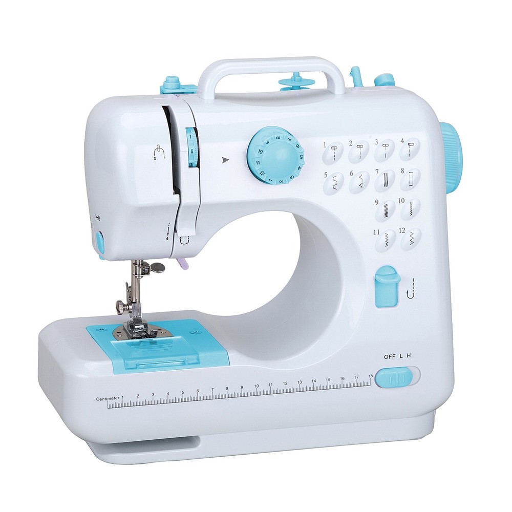 Mini Electric Sewing Machine 12Stitches Double Thread Portable US Plug Blue 110V