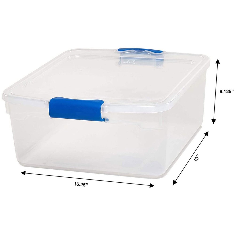 Homz 15.5 Qt Plastic Stackable Storage Container with Secure Lid, Clear (4 Pack)