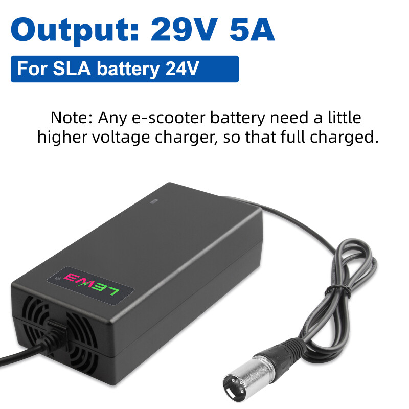 24V XLR Jazzy Electric Mobility Wheelchair Charger Lead-Acid Battery Charger 5A