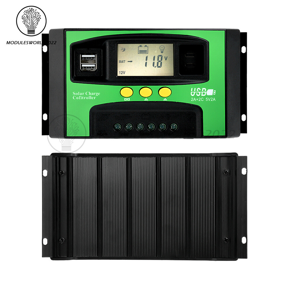 12V24V Solar Charger Controller 30A 40A 100A PV LCD Controller Timing USB/Type-C