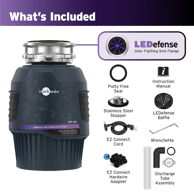 InSinkErator Evolution 45SS 3/4HP Continuous Feed Garbage Disposal, Septic Safe