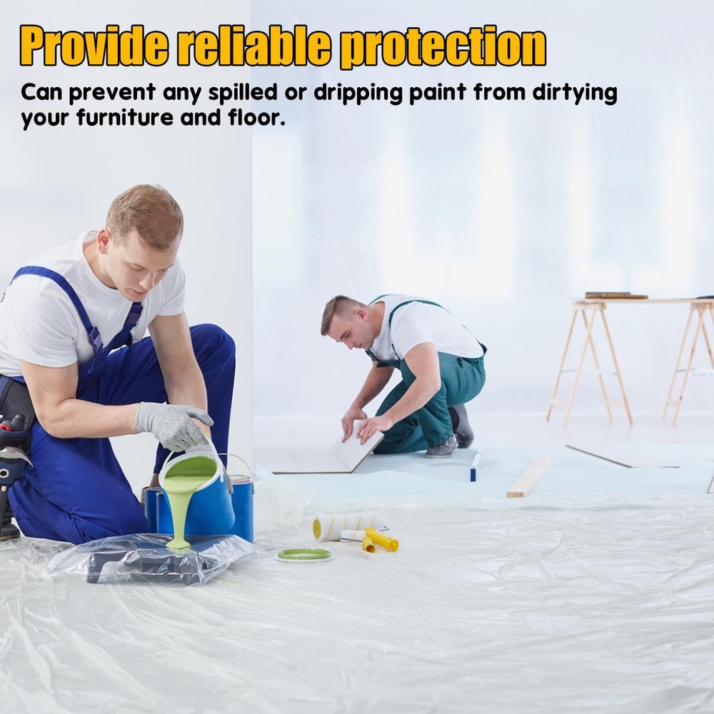 8 Pack Extra Large 12x9 Ft Plastic Drop Cloth Thick Painter Cover Painting Prote