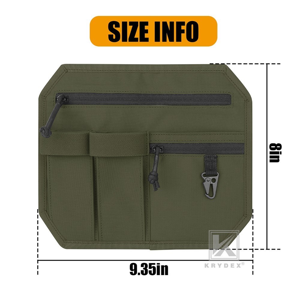 KRYDEX Tactical Organizer Panel Hook Backed Admin EDC Holder Lightweight Green