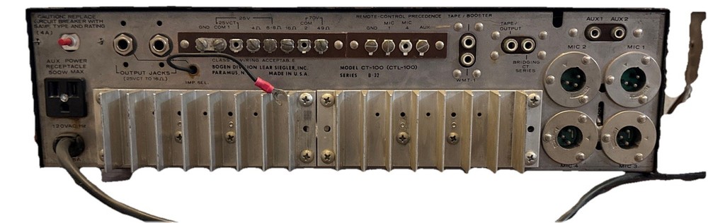 Bogen Acousta Master CT 100 Solid State PA Mixer Amplifier 70V 25V Tested