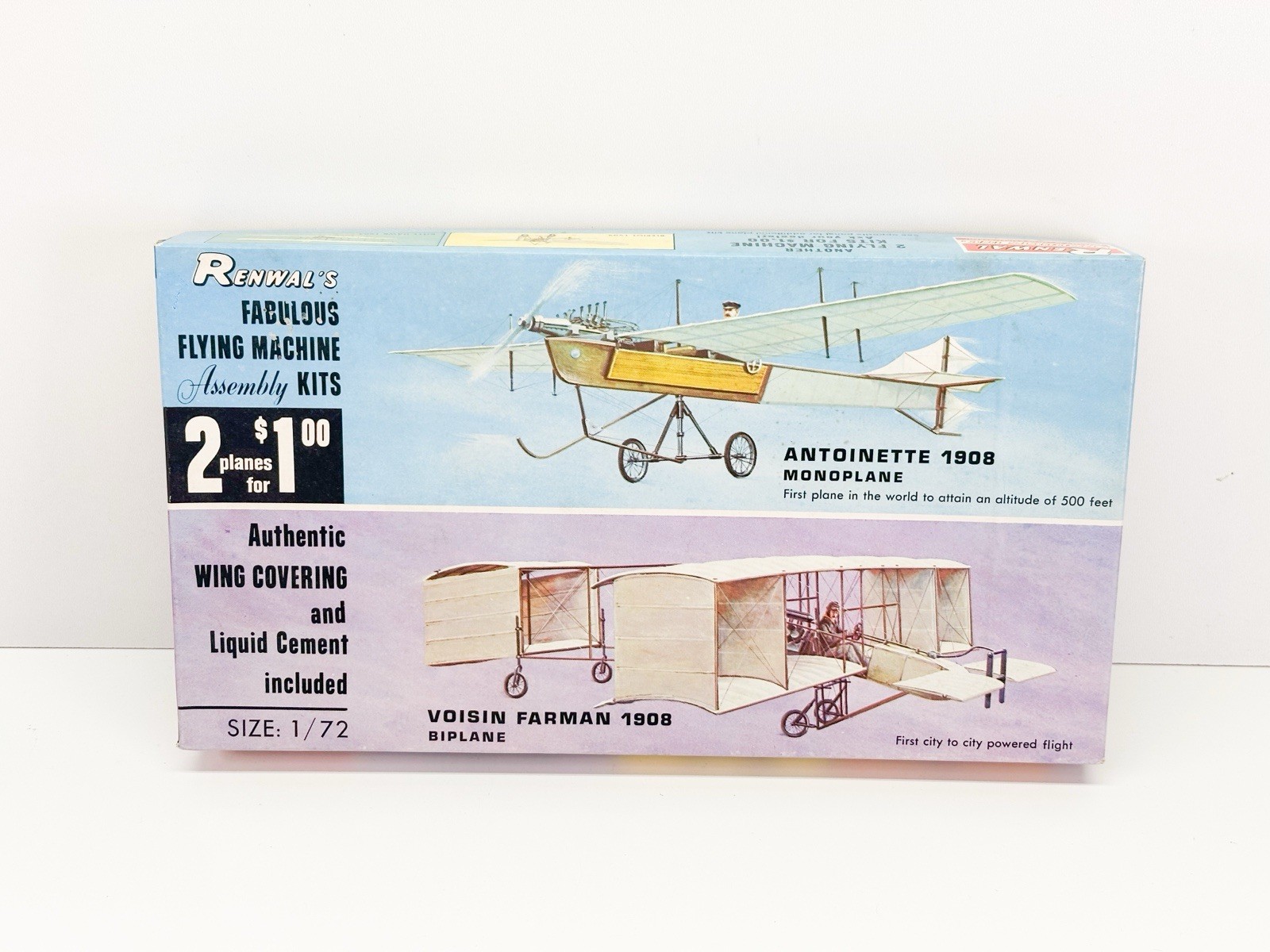 Renwal 1908 Antoinette Monoplane & Voisin Farman 1/72 Scale Plastic Model Kit