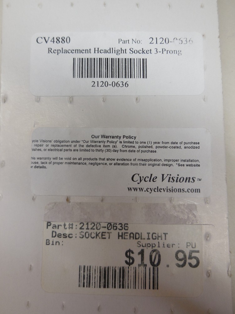 CYCLE VISIONS Replacement 3-Prong Ceramic Socket FOR High Intensity Headlight