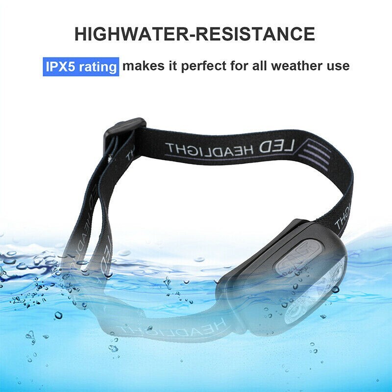 LED Headlamp USB Rechargeable Flashlight Waterproof Head Lamp Torch Camping