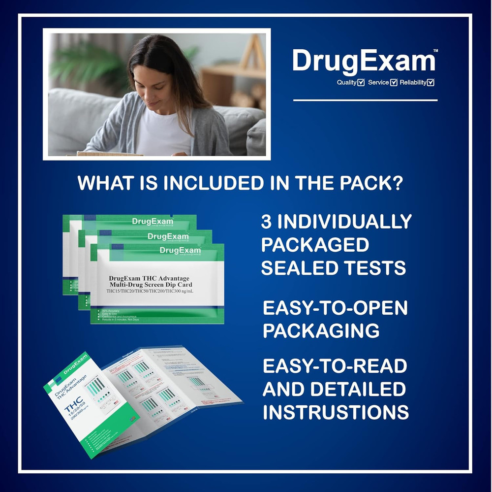 3 Pack - Drugexam THC Advantage Made in USA Multi Level Marijuana Urine Test Kit