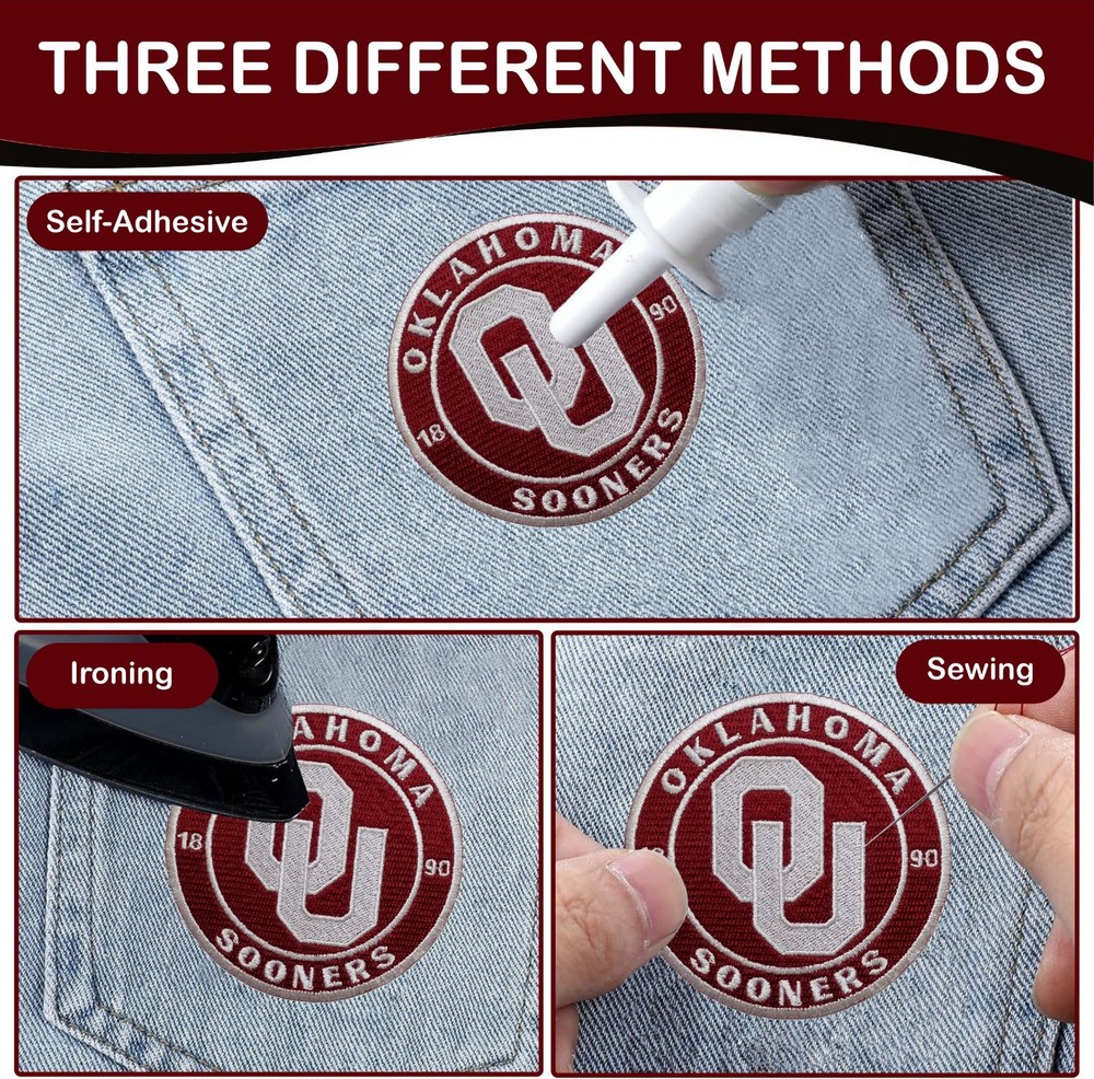 Oklahoma Sooners NCAA Team Logo Iron On Patch - Sew Patch - Embroidered Patch