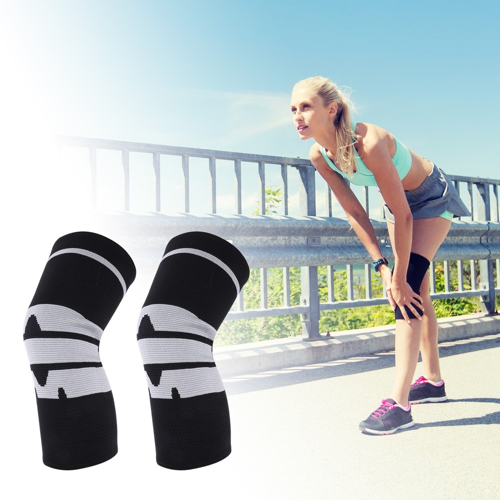 Horizontal Stripe Knee Pads Large Black Gray 1 Pc