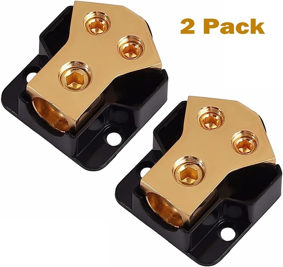Solid 2-Way Power Distribution Block - Corrosion-Resistant for Vehicles & Boats