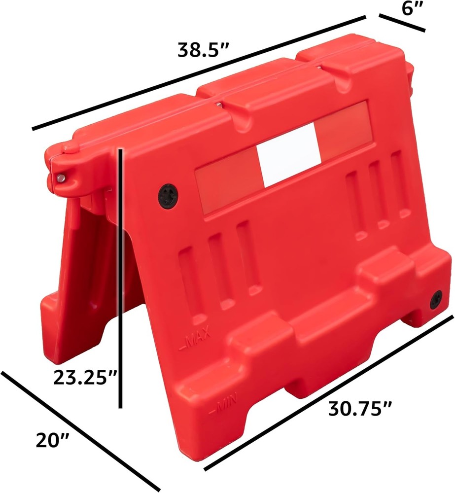Electriduct Stackable Water Filled Plastic Traffic Safety Barriers - Red