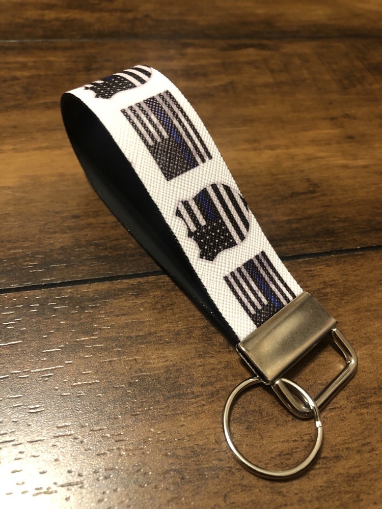 Thin Blue Line Keychain Key Fob