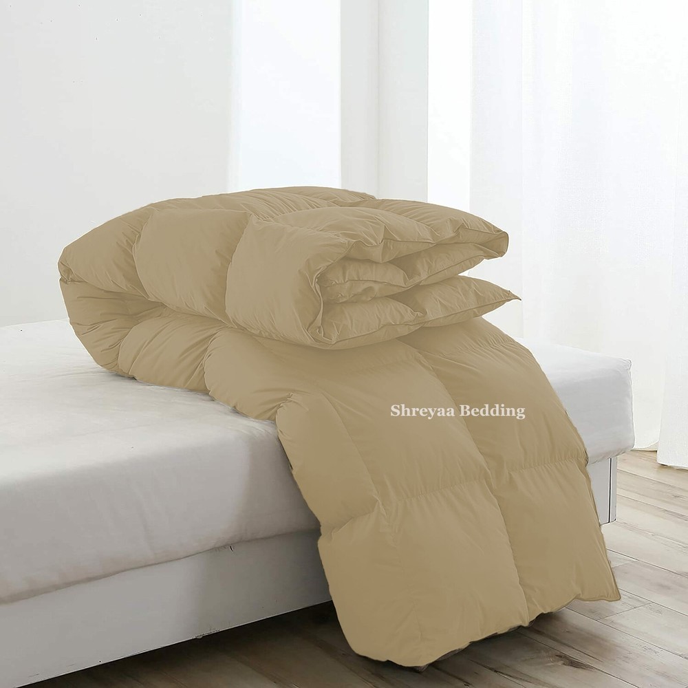 Branded Down Alternative Comforter Egyptian Cotton Taupe Solid Cal King Size