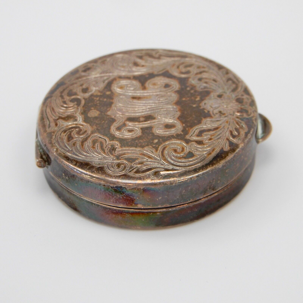 MONO Engraved "TMC" Round Solid STERLING Silver Compact Pill Box Pot 1.5" - 22g