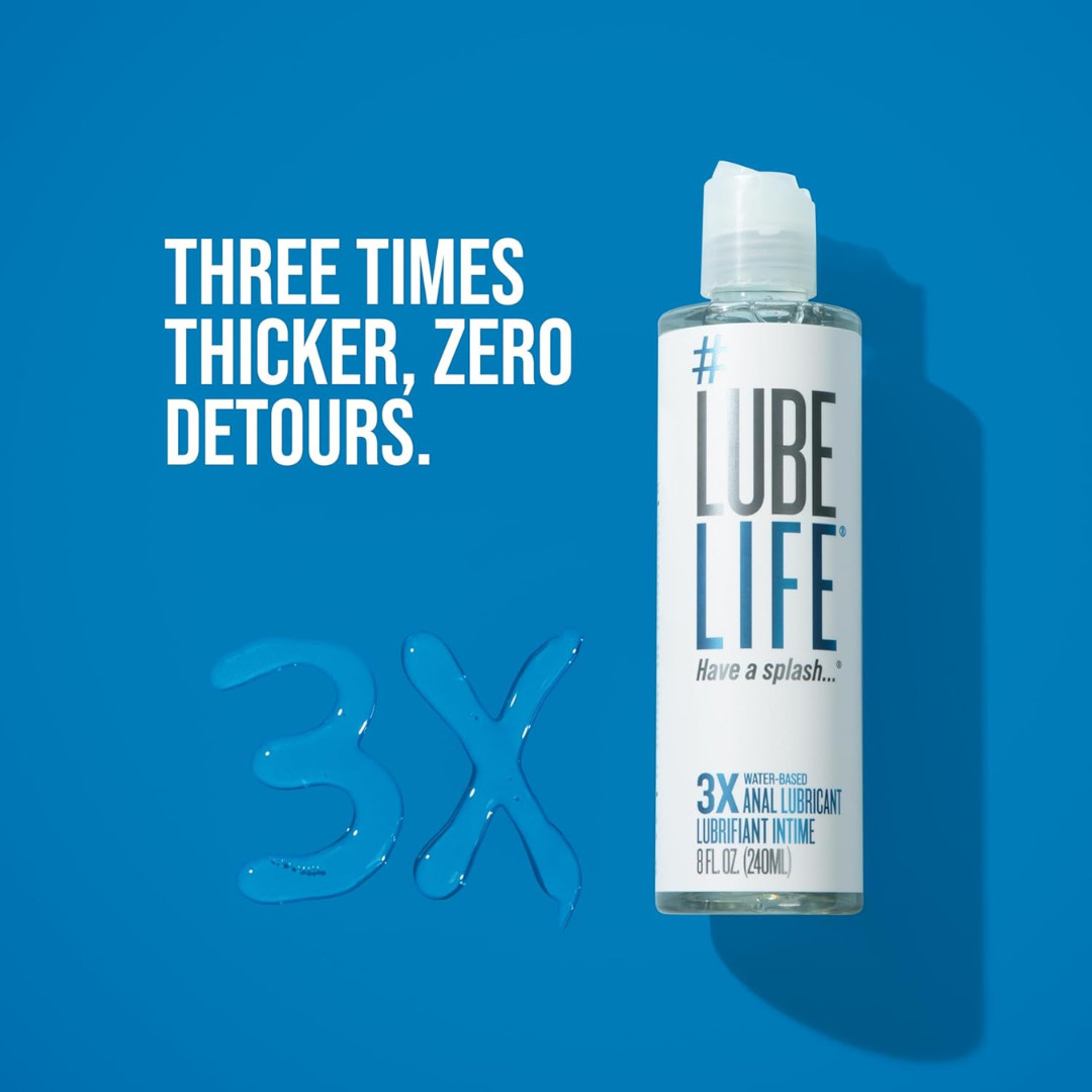 LubeLife 3X Anal Lube – Extra Thick Water Based Lube for Men, Women & Couples –