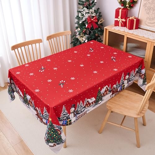 Christmas Tablecloths 84" x 60" (Rectangular) V64 Christmas Snow House
