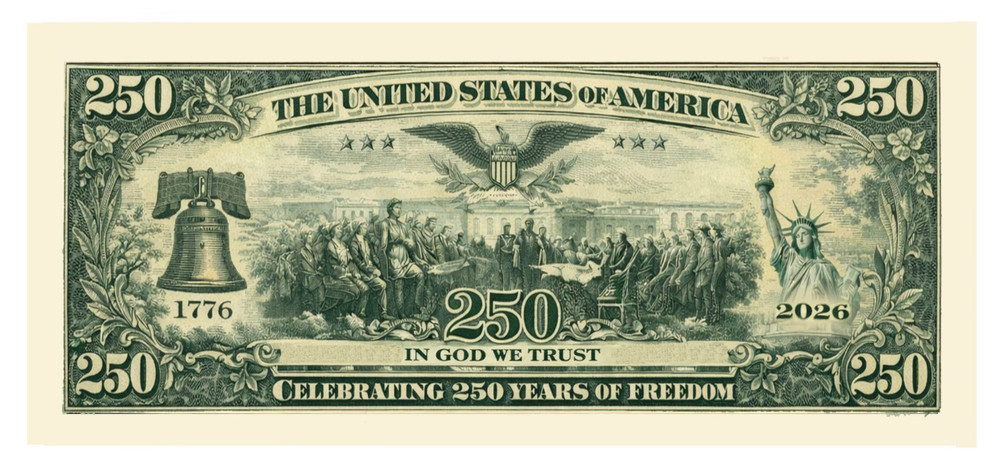 250th USA Anniversary Novelty Note in Desktop Holder - QTY DISCOUNTS -FREE GIFT