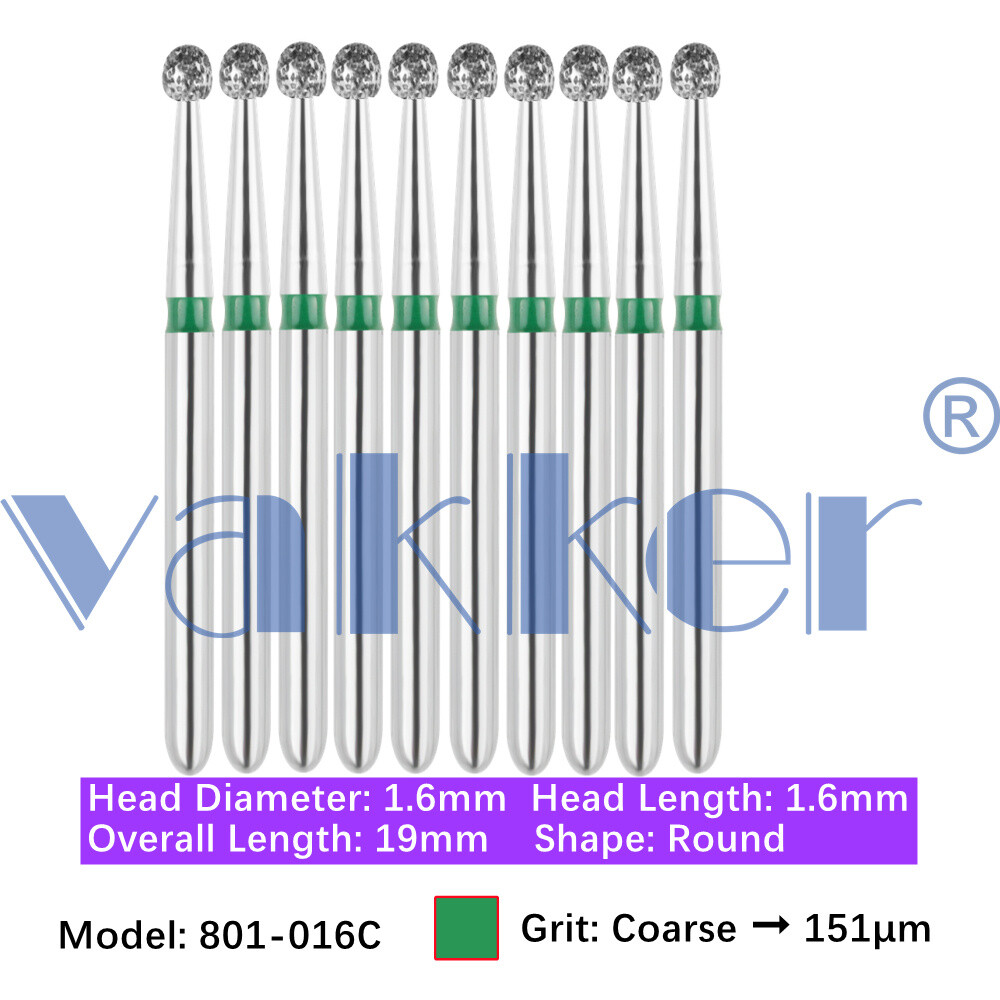 Vakker 10pc Dental Diamond Burs Friction Grip Super Coarse, Coarse Handpiece Bur