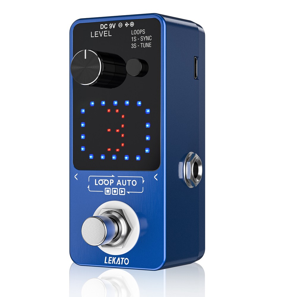 LEKATO Analog Looper Guitar Pedal 3 Auto Loop 18 Mins Sync Overdubs Record Tuner