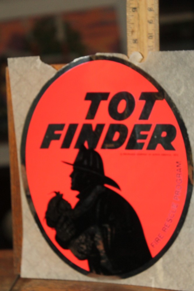 Vintage Sticker Decal 1972 Tot Finder Fire Rescue Program