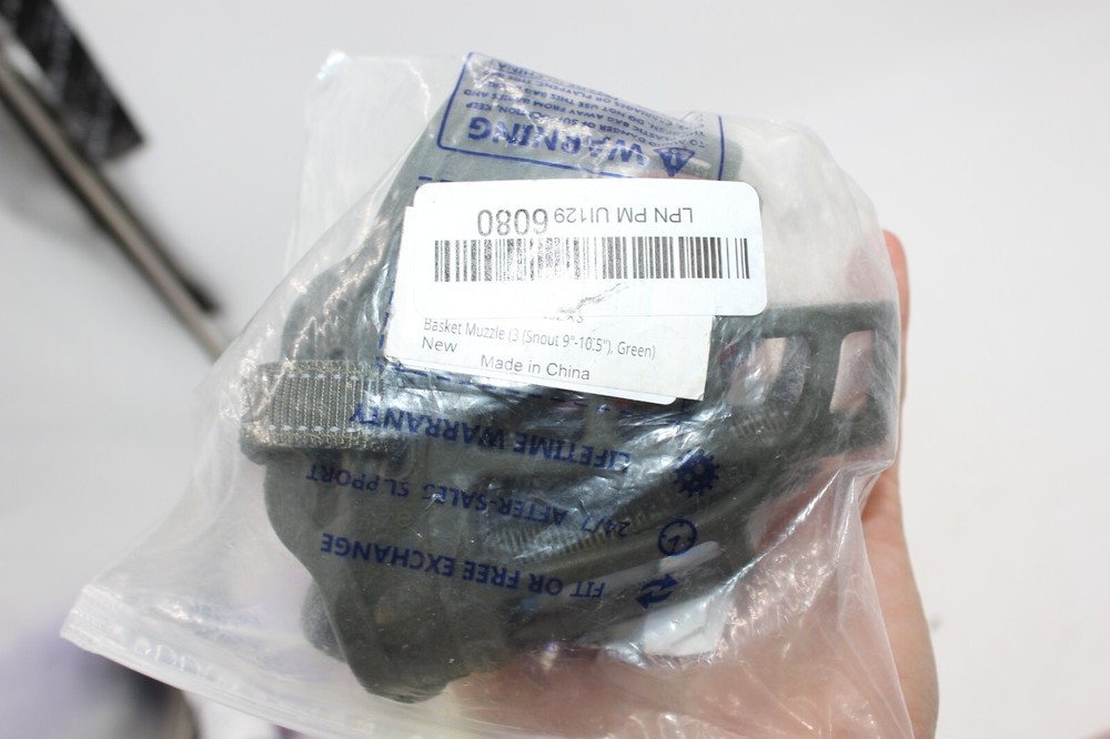 Dog Muzzle Soft Basket Silicone Muzzle Prevent Biting Size 3 Snout 9-10.5" Green