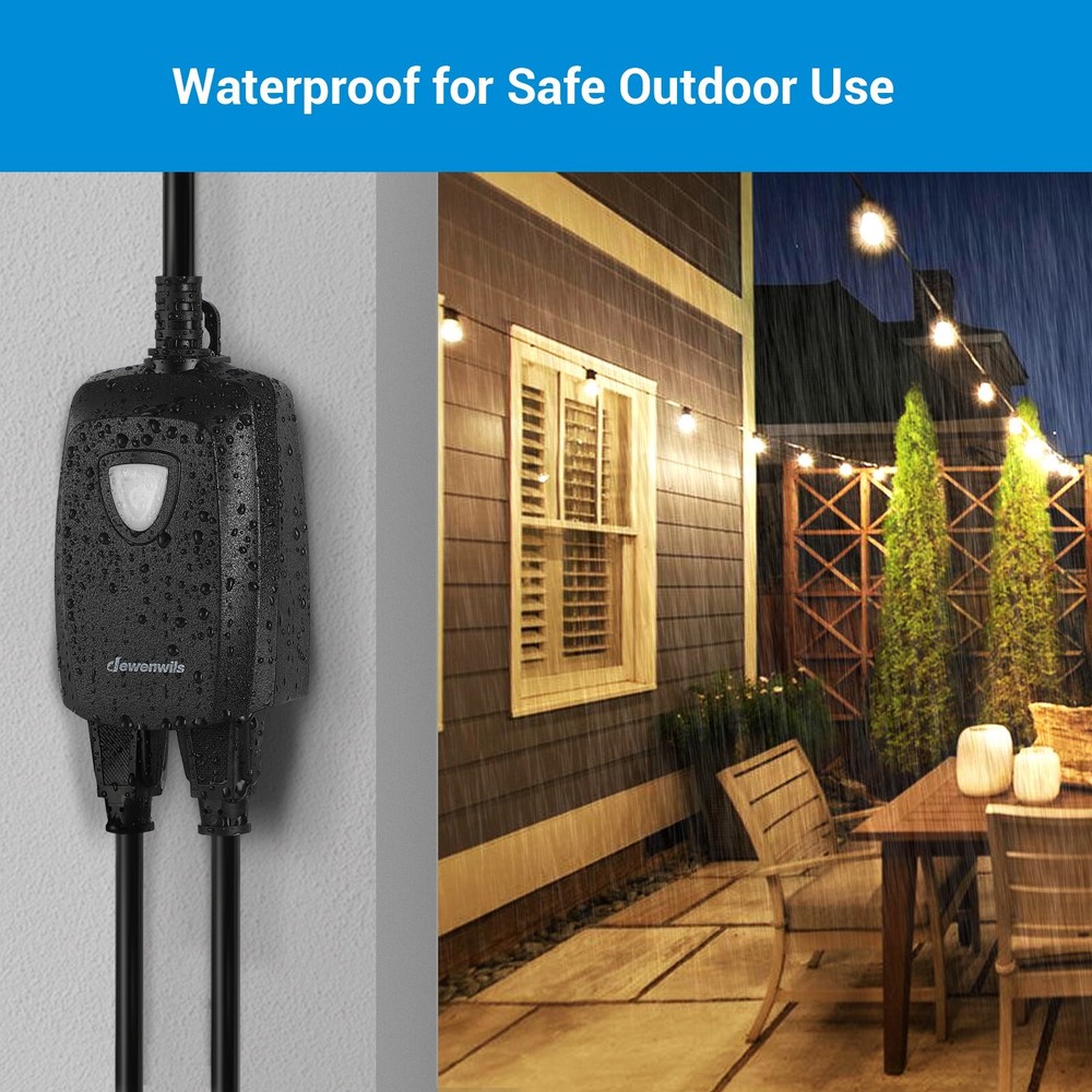 DEWENWILS Outdoor Dimmer for String Lights Plug in Remote Control Light Dimmer