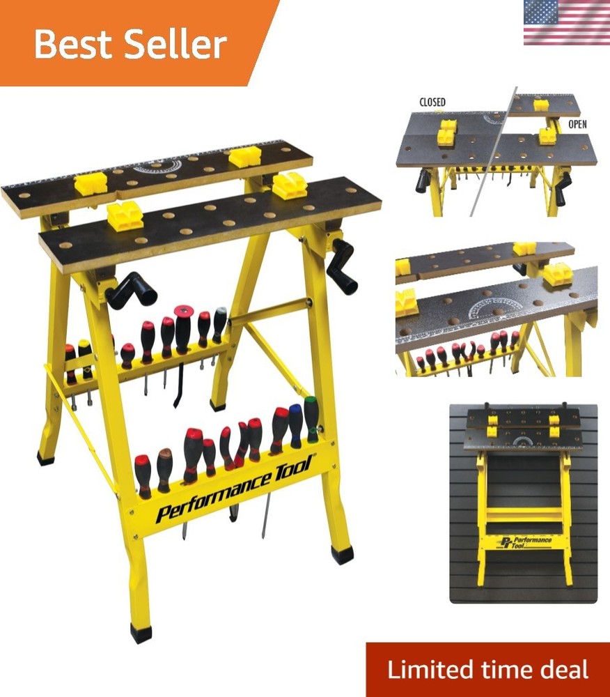Multi-Purpose Folding Workbench & Vise W54025 – Portable, Lightweight, Yellow