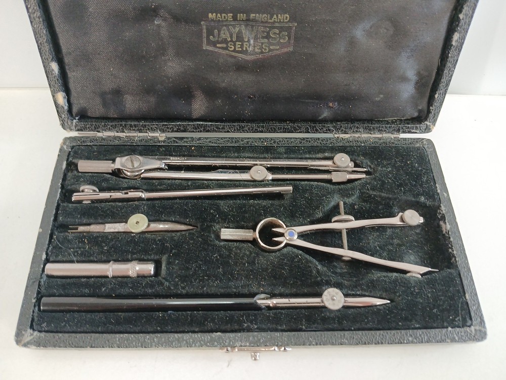 Jaywess Antique Technical Drawing Compass Set with Case