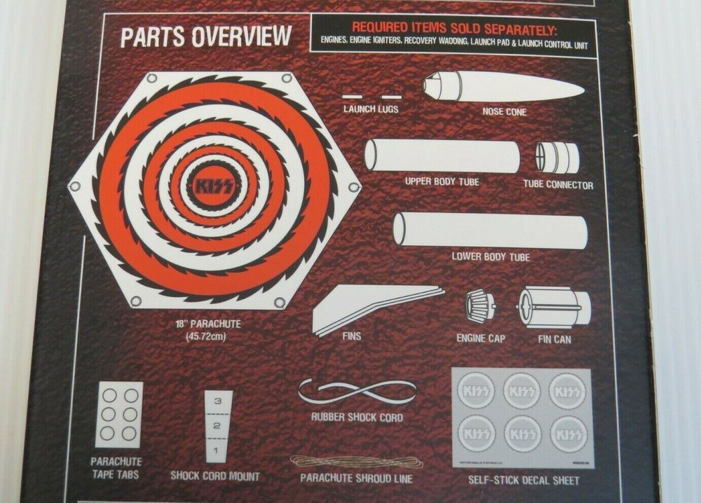 KISS ROCK & ROLL OVER FLYING MODEL ROCKET KIT UNUSED IN BOX 2012