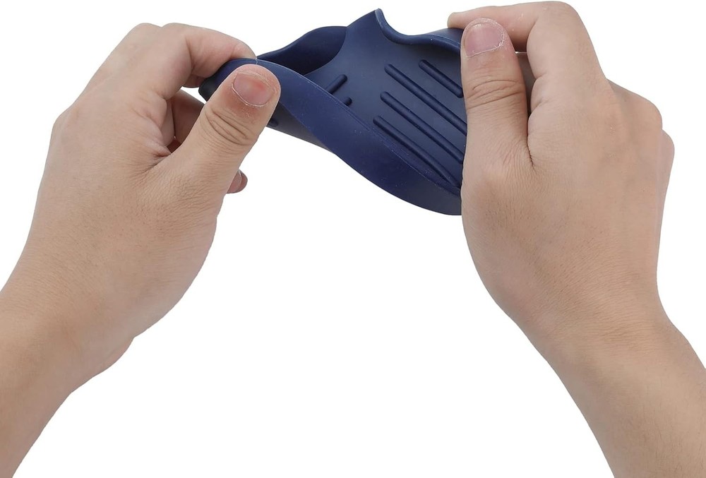Elegant Navy Blue Silicone Soap Dish - Easy Clean & Store Kitchen Essential