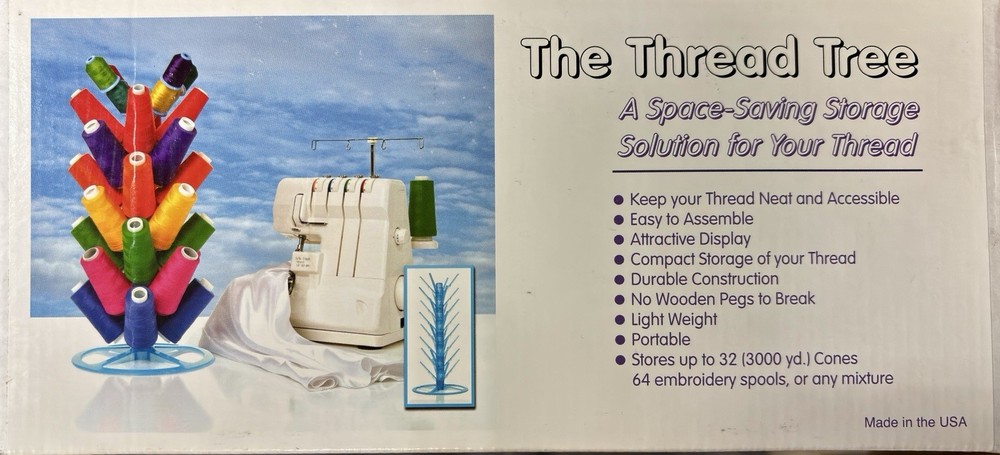 Thread Tree Holds 32 Cones/Spools Sewing Serger Space Saving Storage Portable