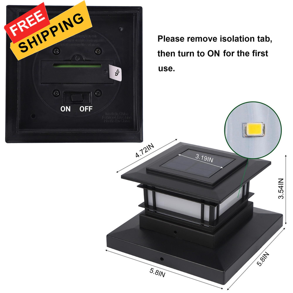 Dynaming 6 Pack Solar Post Cap Lights 6 No Flame Lights, Black