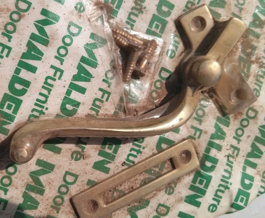 Vintage brass Olde Victorian Window Handle Security latch lock security