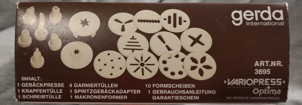Gerda VARIOPRESS Optima Pastry Cookie Biscuit Press Germany #3695
