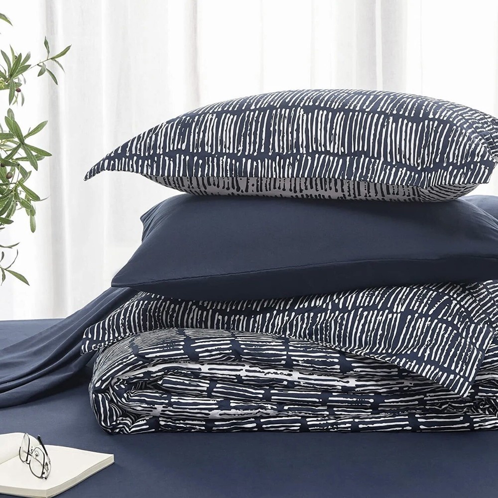 Bedsure Full Navy Blue 5 Pieces Animal Pattern Sheet Set New