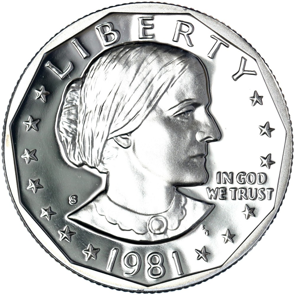 1981 S Susan B Anthony Dollar Gem DCam Proof CN-Clad Type 2 / Second S