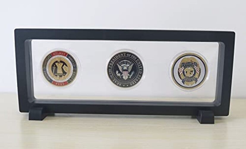 Coin Display Frame, Clear 3D Floating Holder Box Case for Challenge Coins,