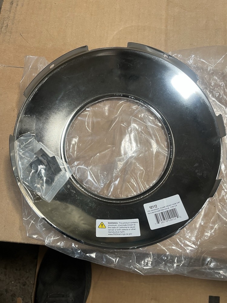 Universal Chrome Steel Front Hub Cap w/ Hubometer Hole