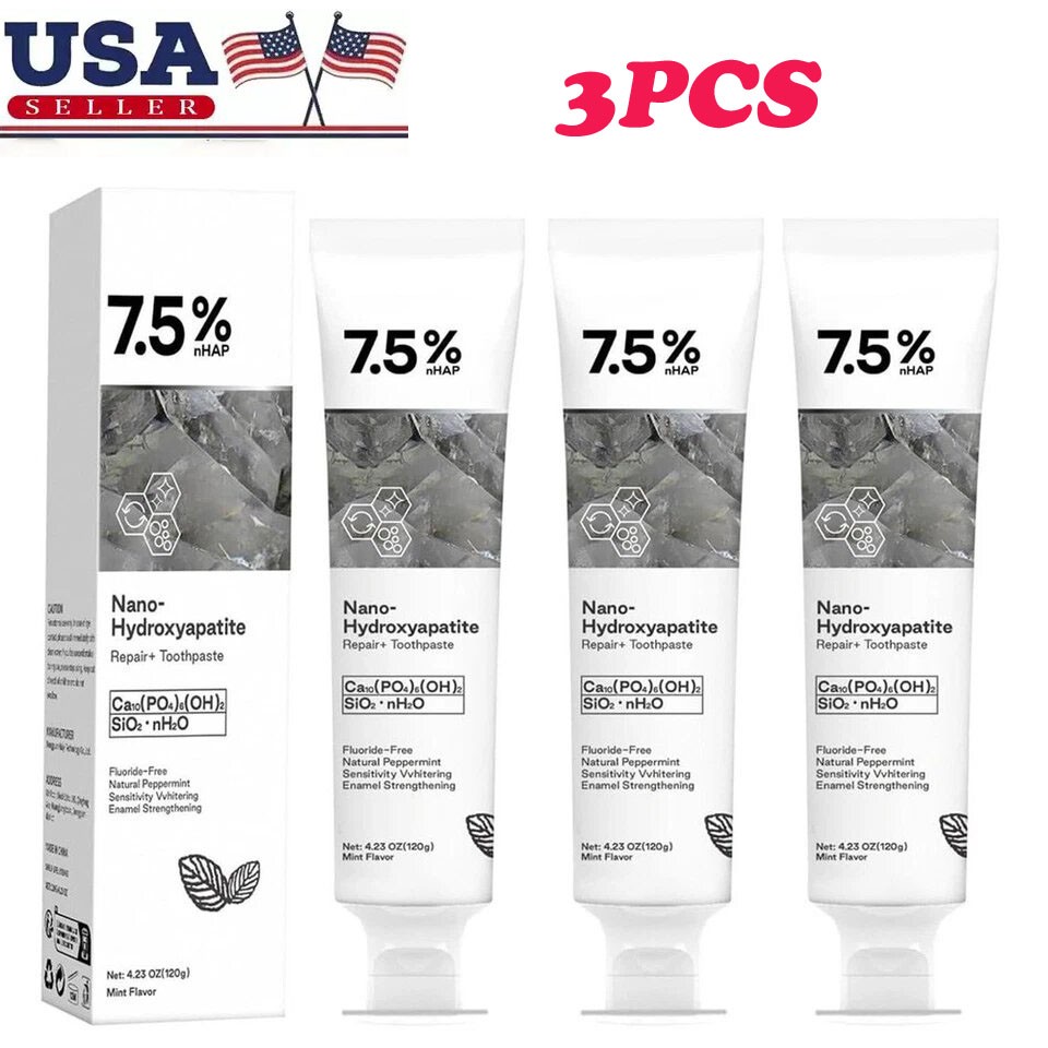 3X 7.5% Hap Nano-Hydroxyapatite Toothpaste Remove Deep Clean for Sensitive Teeth
