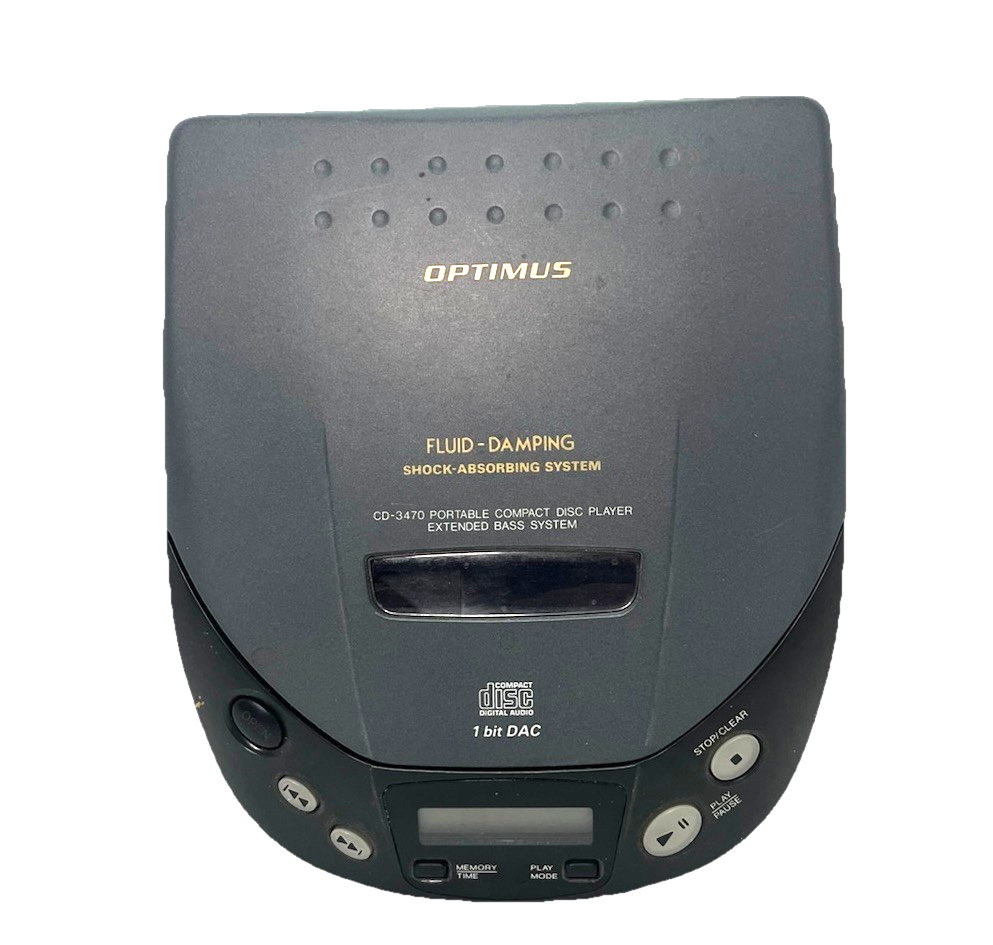 Optimus CD-3470 1-bit DAC Portable CD Player No Headphones or AC Adapter~Tested