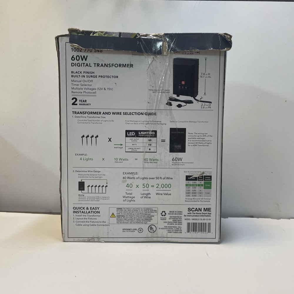 Hampton Bay 60w Digitial Transformer Black