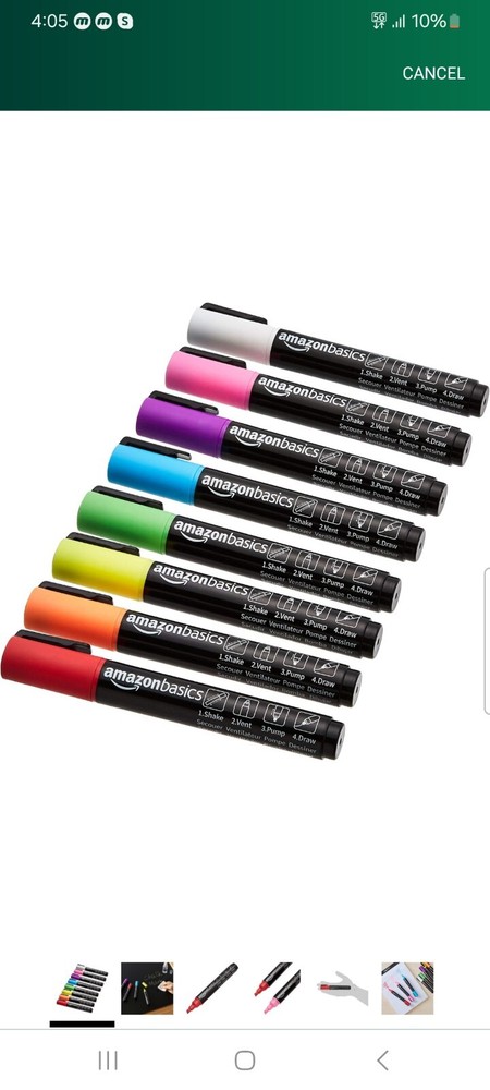 Bullet/Chisel Reversible Tip Chalk Markers, Bold Point, 8 Pack, Bright Colors