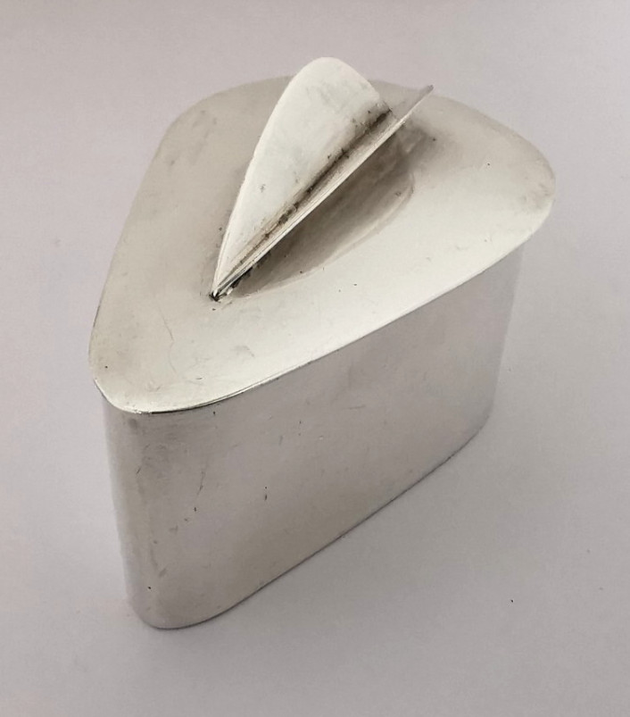 Unusual Modernist Solid Silver Box - London 1980