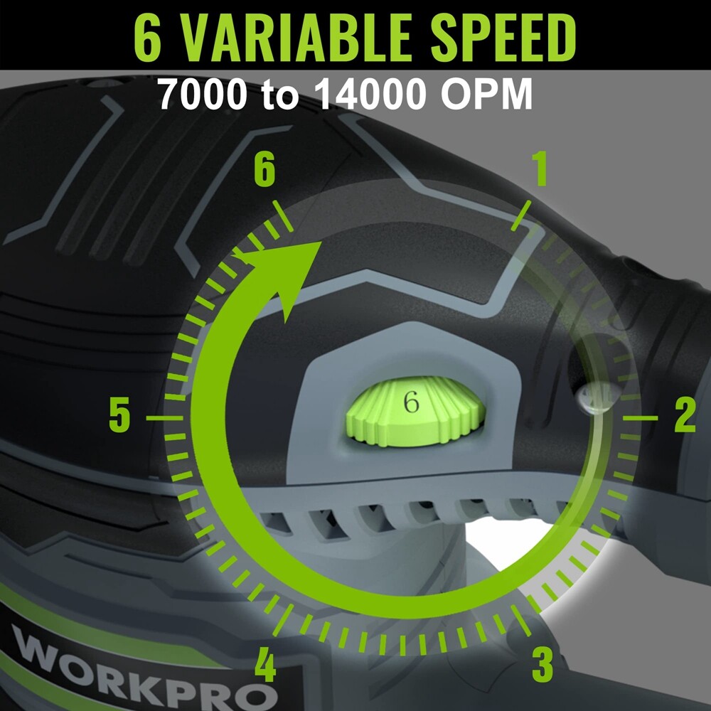 WORKPRO 5" Random Orbit Sander 6 Variable Speeds Sander 7000 to 14000 RPM 2.5Amp